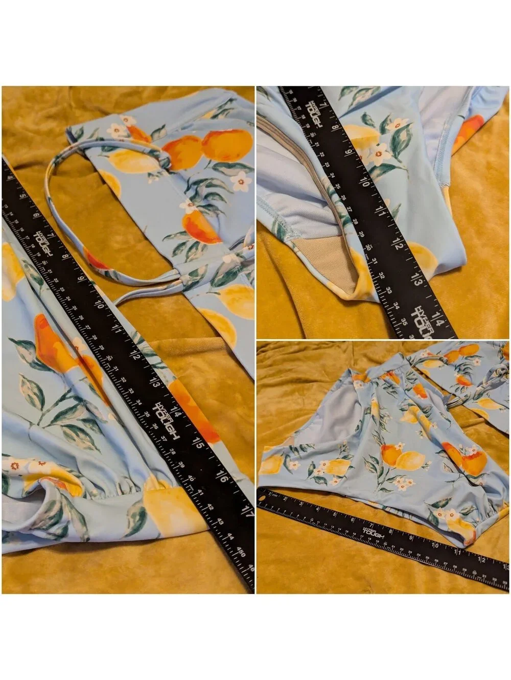 Shade & Shore Bikini Set XL Blue Citrus Print High Waist Two Piece Swimsuit - Picture 9 of 9